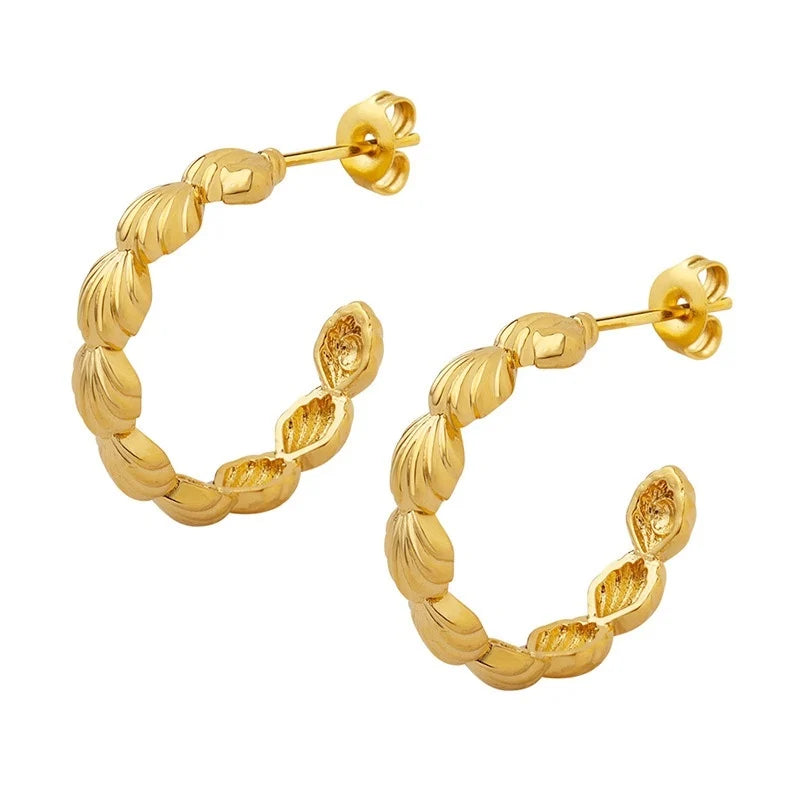 JOOLIM High-End Vintage 18K Gold Plated Brass Hoop Earring