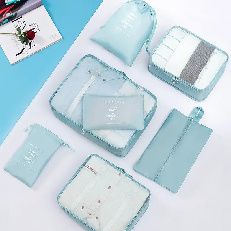 Seven-piece Travel Storage Bag Travel Thickened Suitcase Clothing Classification Storage Bag 7-piece Set