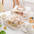 XJH White Pastry Cookie Paper Square Boxes for Dessert With Window Wedding Packaging Pastry 4 Hole CupCake Boxes