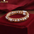 14K Original Design Gold Wire Winding Adjustable String Bracelet Light Luxury Retro Natural Freshwater Pearl Bracelet Women