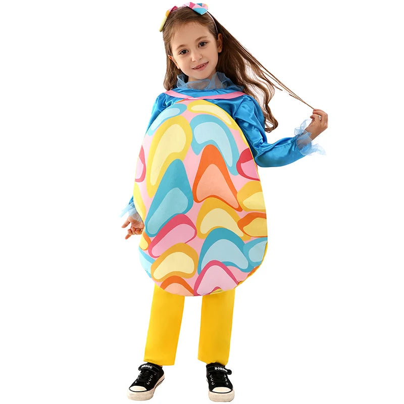 BAIGE 2026 Kids Colorful Easter Egg Costume Girls Easter Costumes Fancy Dress Outfits DIY Easter Egg Elf Costume for Toddlers