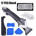 Epsilon 12Pcs 3 in 1 Silicone Caulking Tools  Glass Glue Angle Scraper Adhesive Residue Scraper Seam Repair Tool Kit Metal Head