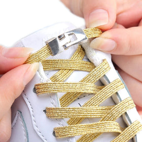 Colorful Flat Cross Lock Elastic Sneaker Strap Rainbow Gradient Shoe Lace for Men and Women's Sport Shoes without Ties