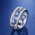 Huitan Eternity Many Dainty Sea Blue Gems Anillos Wholesale Hot Lady Girls Hollow Twisted Vines Silver Trendy Rings Women