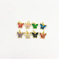 HD308 18K Gold Plated Butterfly Charm Exquisite Emerald Zircon Brass Jewelry DIY Earring Necklace Accessories for Women