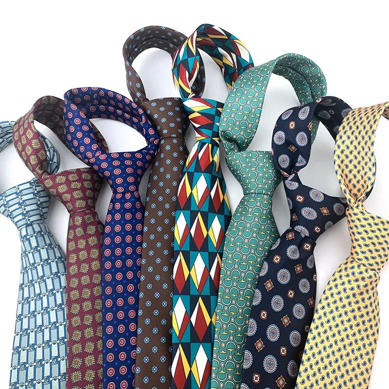 Super Soft New 8cm Men's Business Polyester Tie Imitation Silk Gravatas Fashion Paisley Geometric Printing Formal Dress