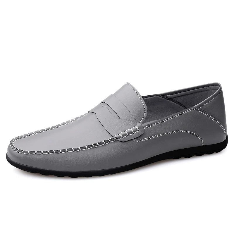 Genuine Leather Shoes Waterproof Handmade Sewing  Comfortable Casual Large Size Walking Shoes Driving Shoes Loafer for Men