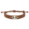 Handmade Vintage Thailand Macrame Bracelets Latest Fashion Wide Evil Eye Copper Charm Adjustable Wax Rope Woven Widen Christian