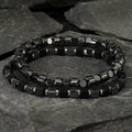 Go2boho Bohemian Men's Fashion Bracelet 2-piece Set Iron Gallstone Bead Elastic Rope Bracelet Suitable for Daily Gift Giving