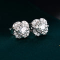 H&F Original 18Karat 14K 9K Pure Gold Stud Earrings Trendy Plumeria Leverback Design with Vermeil Diamond Jewelry