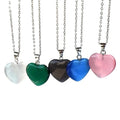Fashion Stainless Steel Chains Natural Stone Crystal Heart Fashion Jewelry Pendants Charms Necklace for Women Men
