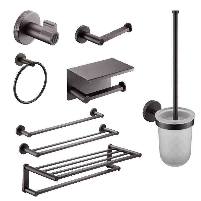 Modern Bathroom Accessories Set Brushed Nickel Toilet Wall Paper Holder with Hook Brass Bath Rack for Hotels