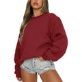 Fitspi Women's Long Sleeve Sweatshirt Casual Crew Neck Loose Fit Pullover Hoodie Fall Tops