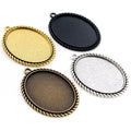 30x40mm Oval Pendant Bezel Trays Vintage Simple Cabochon Blank Base Setting for DIY Jewelry Making Findings 4 Colors