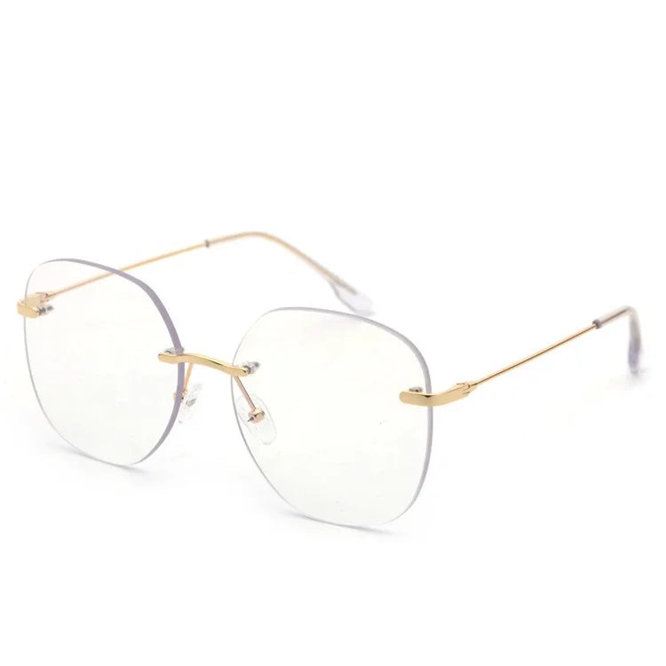 2025 New Arrival Eyewear Frameless Blue Light Customized Popular Spectacles Student Rimless  Oversize Lens Myopic Eyewear