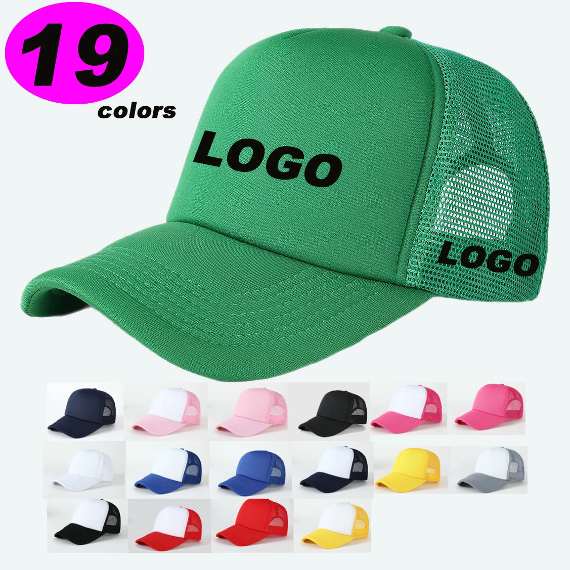 Customized Blank Foam Mesh Driver Sport Lightweight 5 Panel Curved Brim Foam Trucker Cap Hat