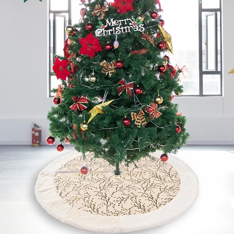 Factory Price Christmas Tree Skirts Fur White Plush Christmas Tree Mat OEM Order Customize Xmas New Year Party Decorations