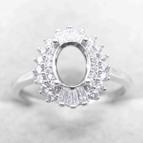 Semi Mount 6*8mm Sterling Silver Ring Empty Frame Blank Support Claw Setting S925 Base Holder Without Center Stone for DIY Inlay