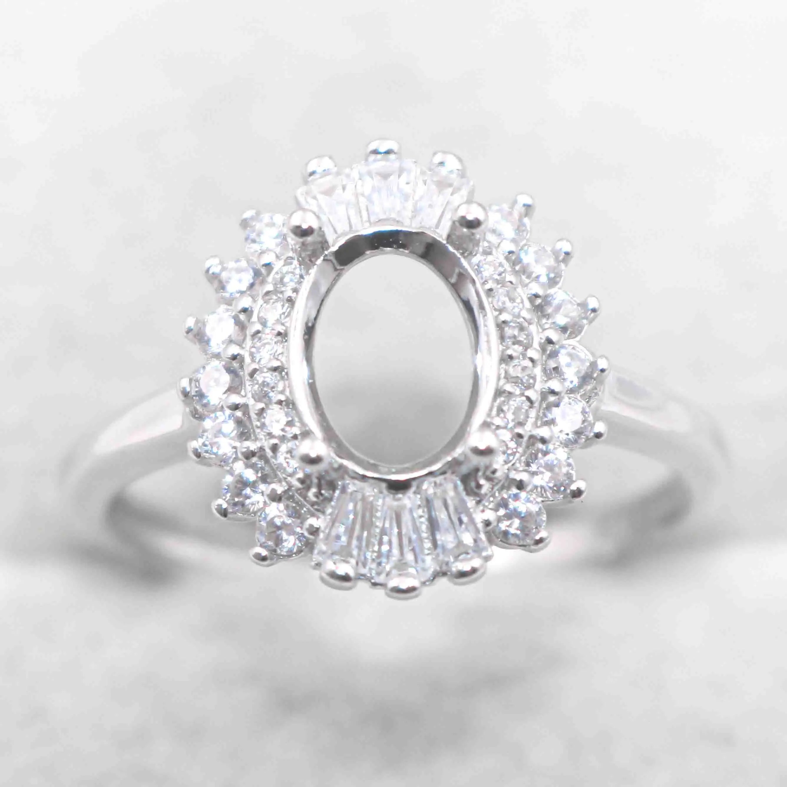 Semi Mount 6*8mm Sterling Silver Ring Empty Frame Blank Support Claw Setting S925 Base Holder Without Center Stone for DIY Inlay