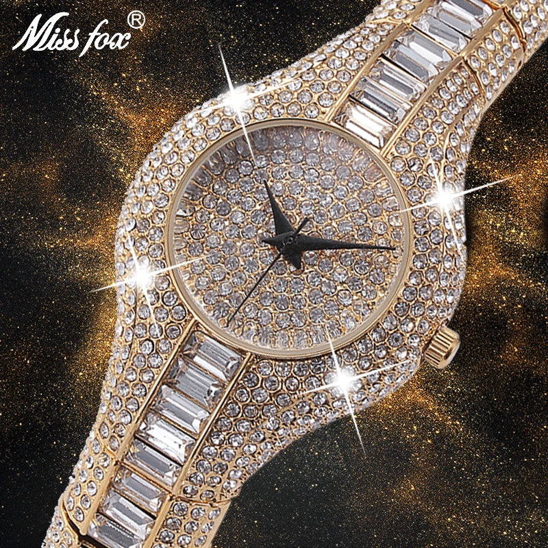 MissFox V196  Woman Watches  Luxury Popular Rhinestone Sphere Silver Jewelry Ladies Watch Color Diamond Bracelet Wristwatch
