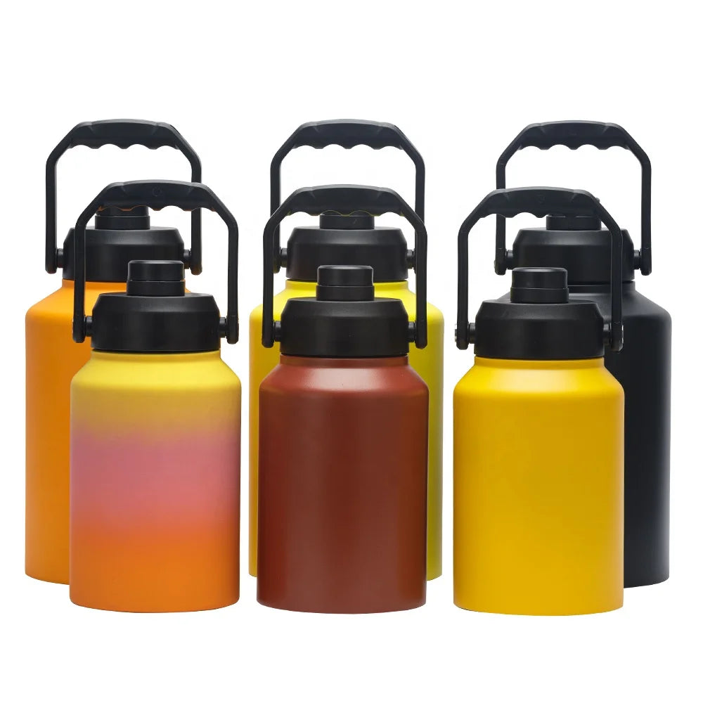 1 Gallon 64oz 128oz Wholesale Metal Stainless Steel Frosted Personalized Cups Sublimation Insulated Sports Water Bottles