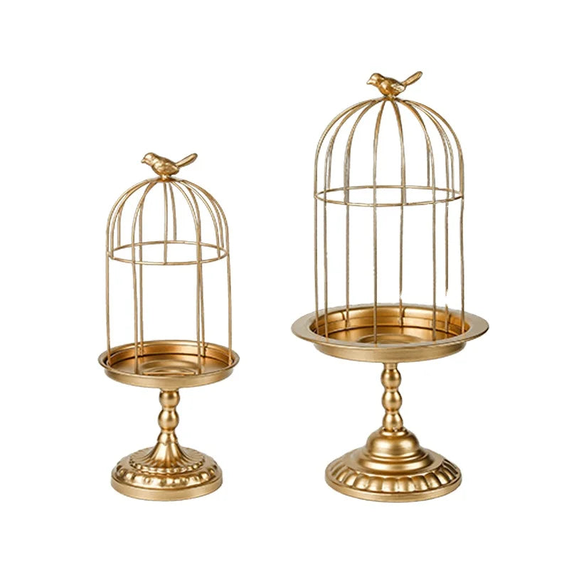 European-Style Retro Wedding Wrought Iron Birdcage Candlestick Ornaments Simple Table Decoration for Restaurant Custom Size