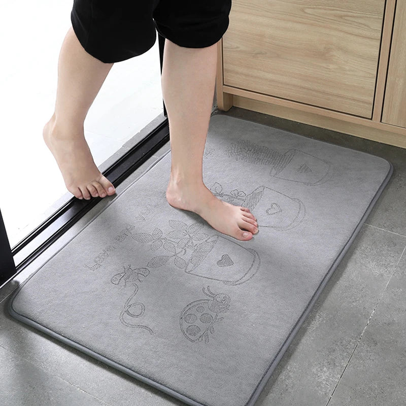 Bathroom Absorbent Floor Mat Non-slip Entry Door Mat Kitchen Mat