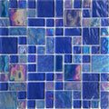Wholesale Price Navy Blue Iridescent Crystal Glass Non-slip Swimming Pool Mosaic Tile