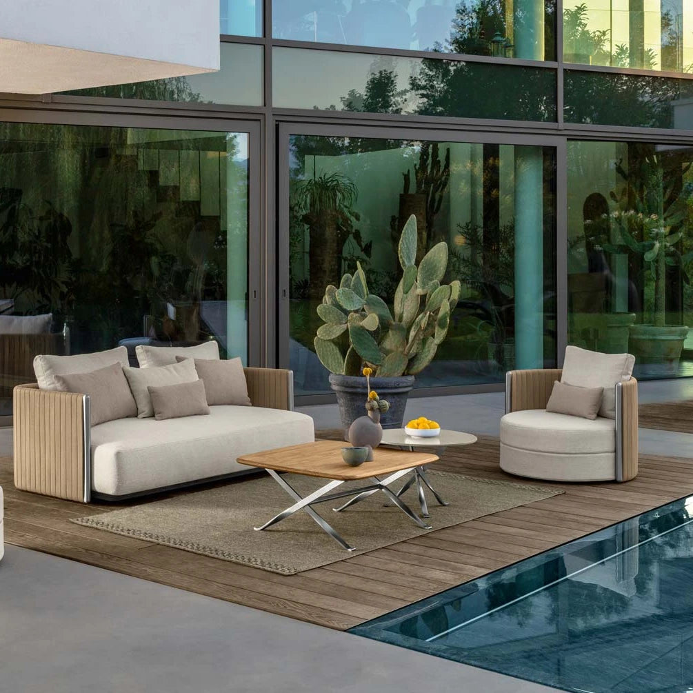 Italian Design Modern Outdoor Aluminum Alloy and Rope Woven Sofa Set with Waterproof Cushion for Patio and Villa