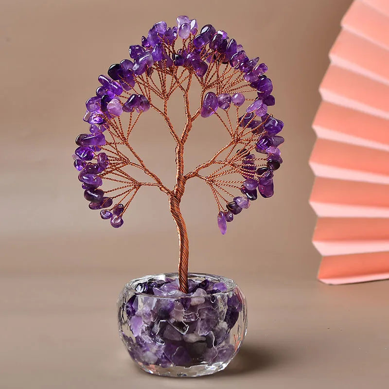Factory Directly Selling Natural Low Price Crystal Money Tree Handmade Craft Amethyst Tree Centerpieces for Home Decor