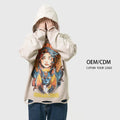 Custom Men Hoodies  Digital Printing No String Oversized Pullover French Terry Cotton Acid Wash Cut Edgs Raw Hem Hoodie