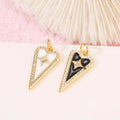2022 INS Custom Gold Plated Enamel Black White Zircon Heart Pendant for Necklaces