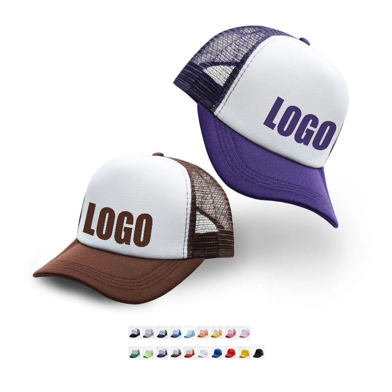 Factory Wholesale Mens Foam Breathable 5 Panel Mesh Nets Custom Logo Hats Trucker Cap