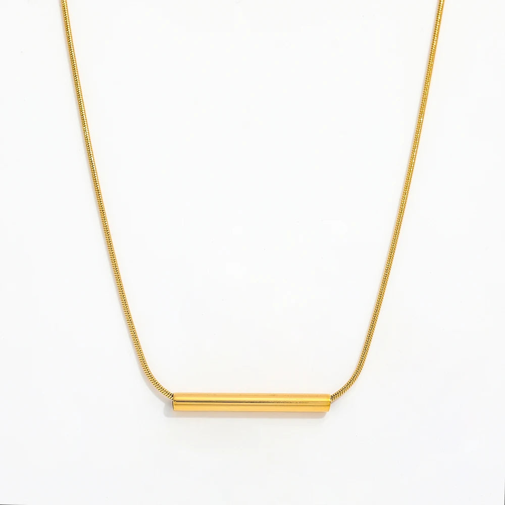 Joolim Jewelry 18K Gold Plated Tube Pendant Necklace Dainty Necklace