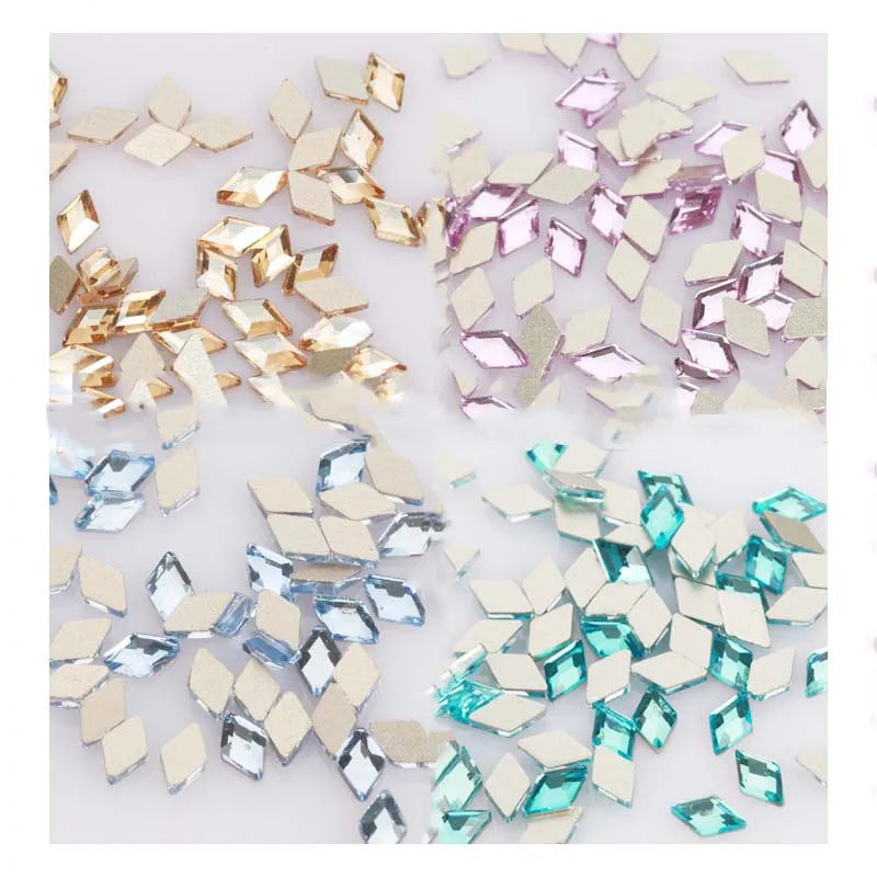 Glue-on Flat Bottom Glass Drill Rhinestone Geometric Accessories Simple Fashion Nail Crystal Beaded Diamond for Headband Shoes