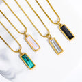 Luxury Women Accessories Custom rainbow square Zircon Dangle Charm Necklace