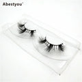 Abestyou YF1Q011 3D Synthetic Hair Faux Mink Handmade Soft Thick Natural Long Eyelashes 14-18MM with Black Cotton Band
