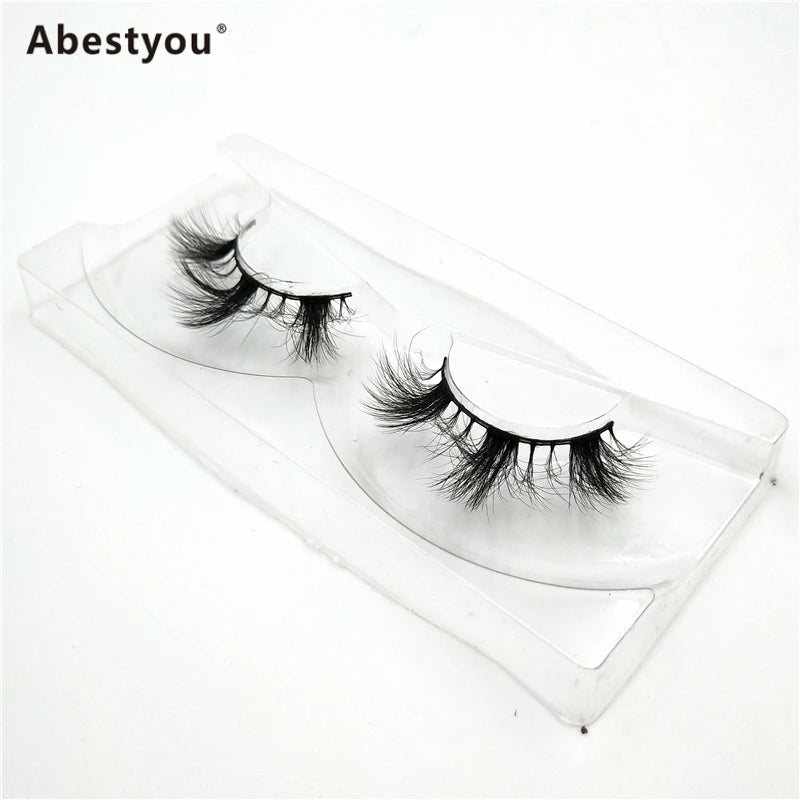 Abestyou YF1Q011 3D Synthetic Hair Faux Mink Handmade Soft Thick Natural Long Eyelashes 14-18MM with Black Cotton Band