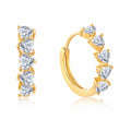 QX Custom OEM Women Fine Jewelry Luxury Elegant 925 Sterling Silver 18K Gold Plated Heart Zircon Hoop & Huggie Round Earrings