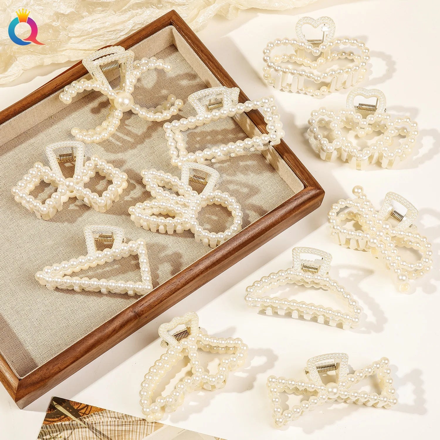 QIYUE ABS Pearl Bean Bean Pearlescent Hair Clips Women's Hair Accessories