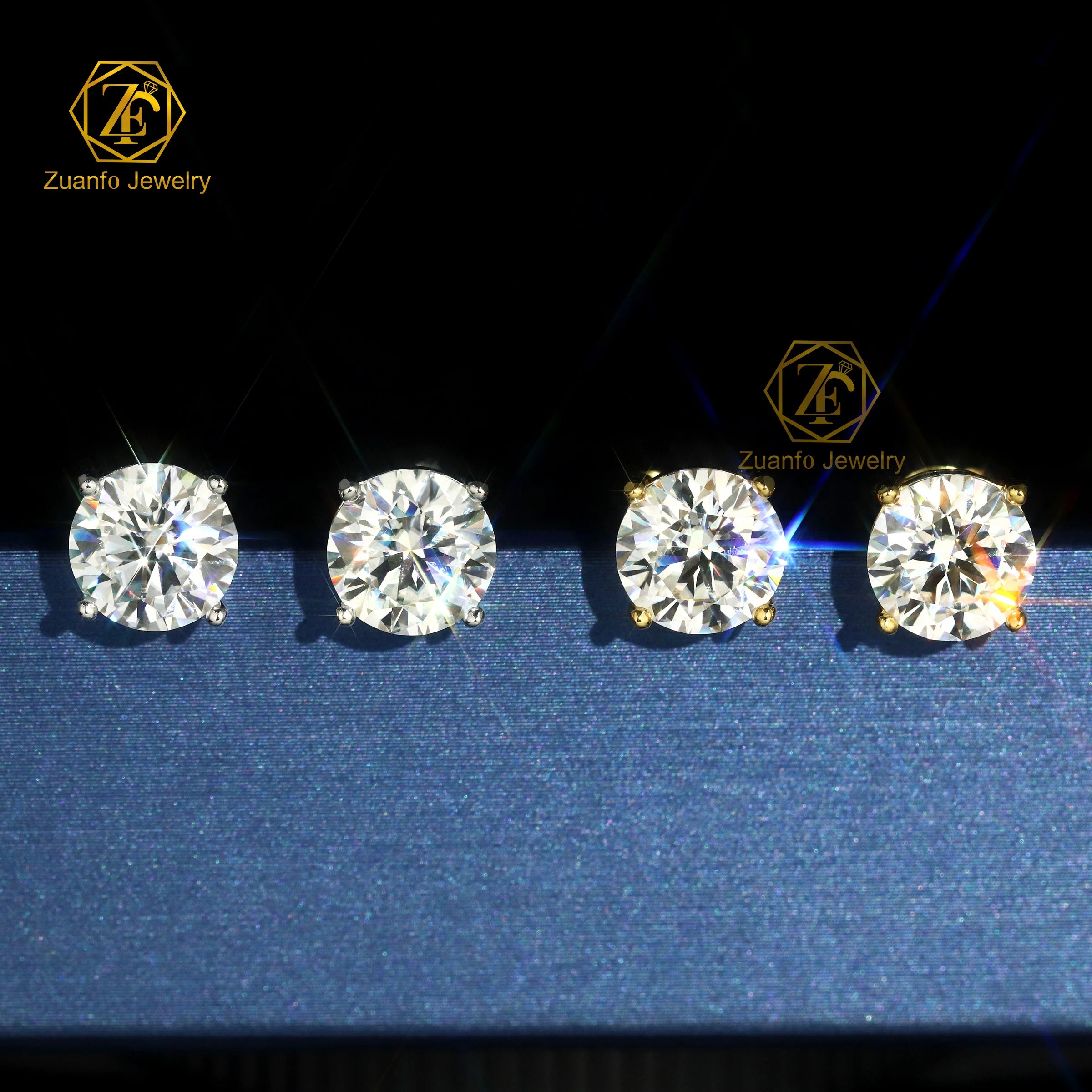 Wholesale Price S925 Silver Stud Earring Classic 4 Claws VVS Moissanite Diamond Screw Back Earrings