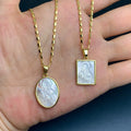 Religions Jesus Necklace Female Square Oval White Mother of Pearl Shell Pendant Neck for Women Fashion Jewelry Wholesale