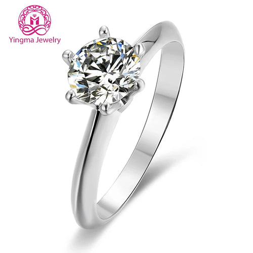 0.5ct 1carat 2ct 3ct Sterling Silver Plated Platinum Engagement Wedding Moissanite Diamond Ring for Women