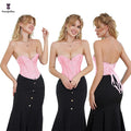 10 Colors Firm Lace Vintage Waist Corsets Slimming Body Shaping Vest Plus Size Womens Clothing Pink Corset Top 4 Brooches