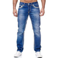 RNSHANGER Autumn Straight Jeans for Men Streetwear Loose Casual Washed Long Denim Pants Daily Solid Denim Pants With Pocket