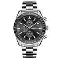 NIBOSI 2615 Casual Fashion Chronograph Auto Date Waterproof Luminous Hands Quartz Stainless Steel Leather Silicone Strap Watch