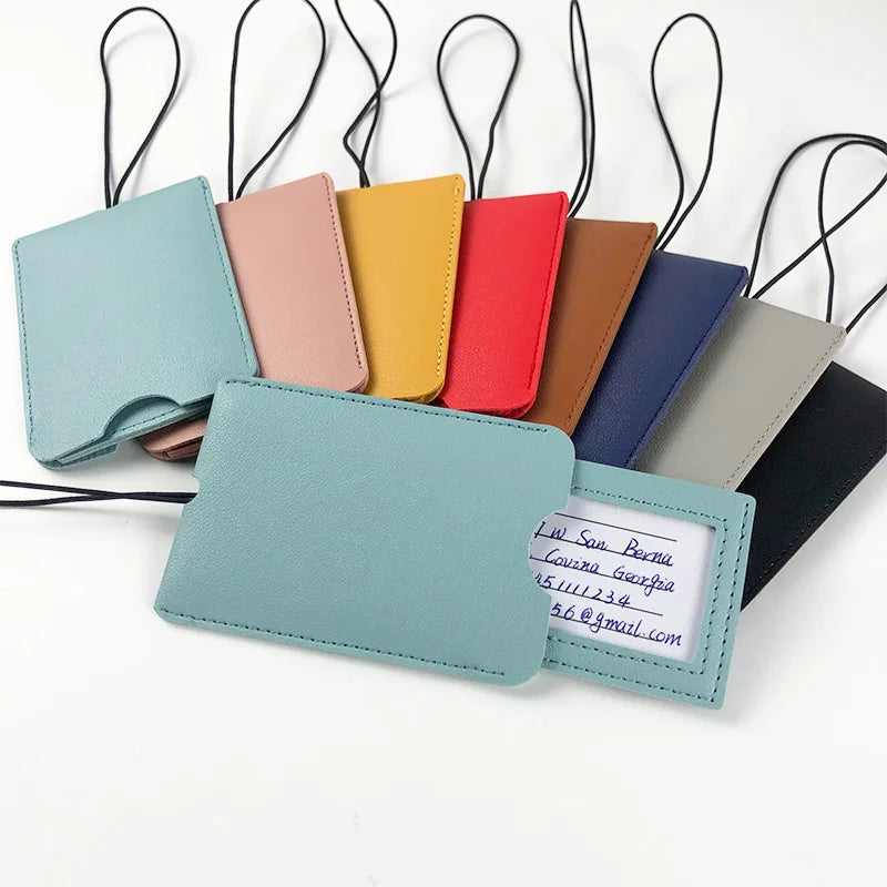 Wholesale Fashionable Leather Label Customized Logo Design Travel Luggage Tag PU Leather