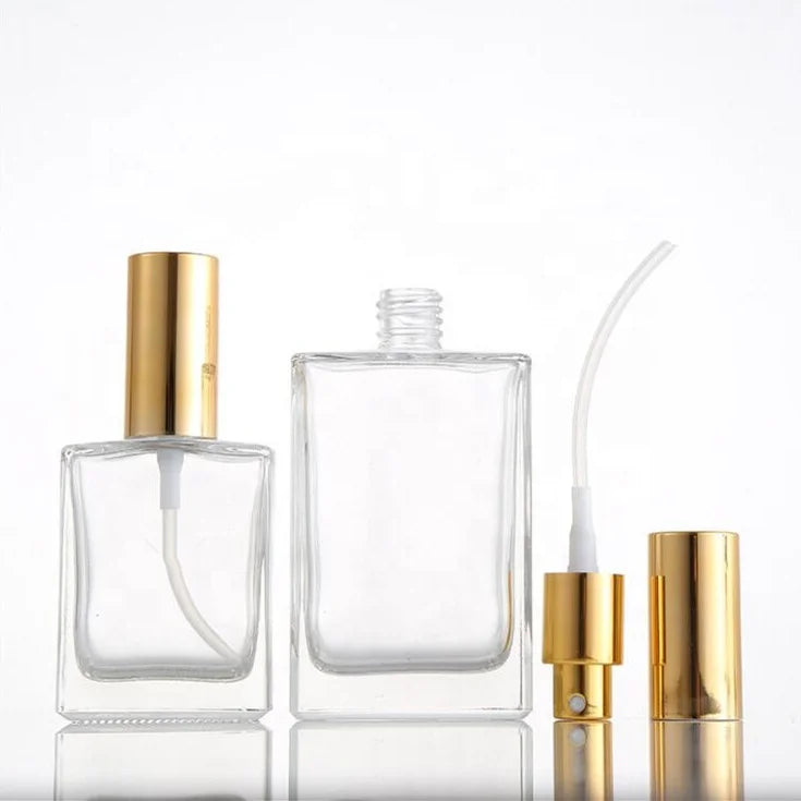 Hot Sale Man Woman Factory Price Free Samples square Empty clear 30ml 50ml 100ml Glass Perfume Bottle
