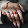 Wholesale 925 Silver Princess Cut CZ Ring 8 Color Assortment Bulk Supply for Boutiques & Jewelry Retailers