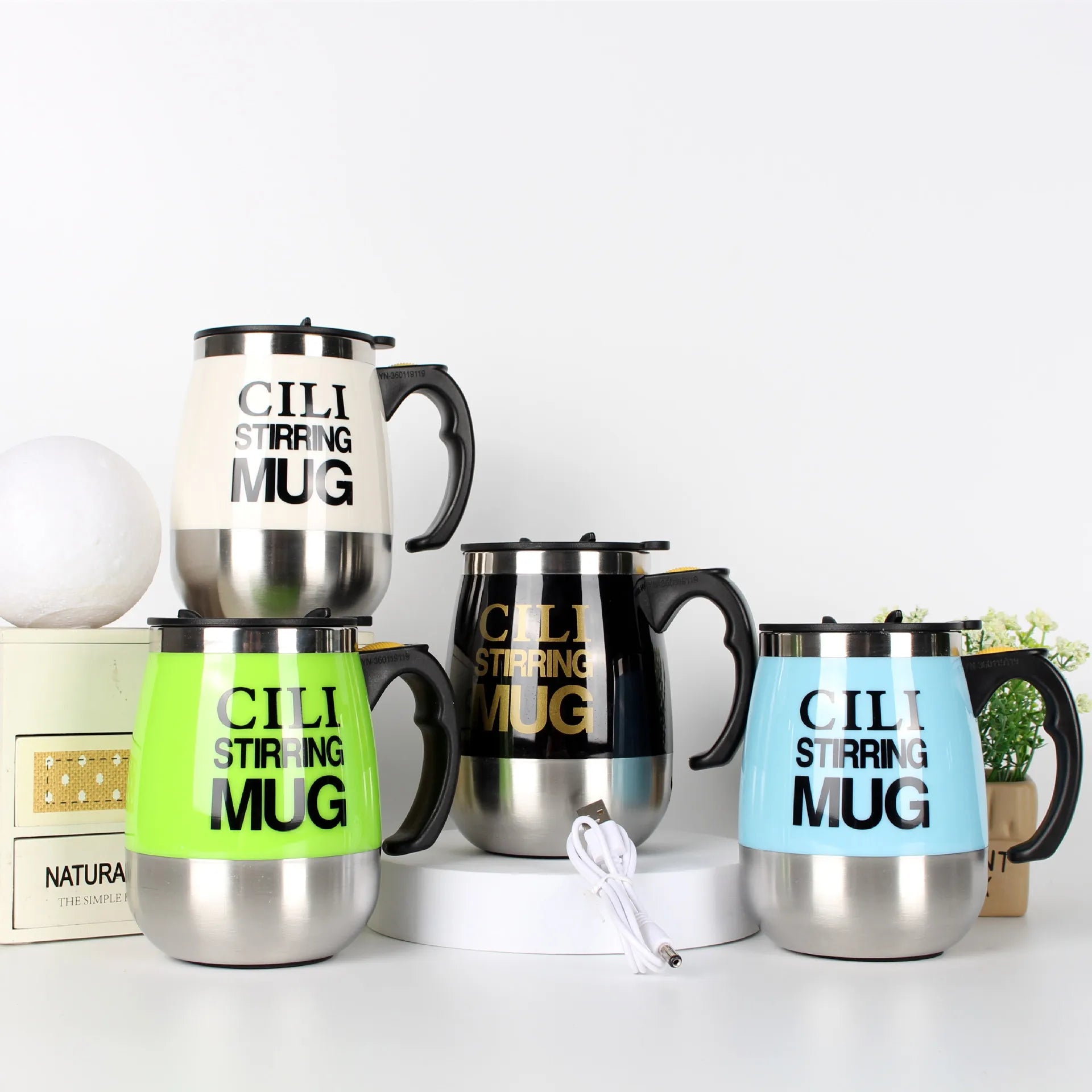 YEWAY 450ml Automatic Stirrer Coffee  Customized Office Stainless Steel New Smart Magnetic Stirring Cup Self Stirring Mug Warmer
